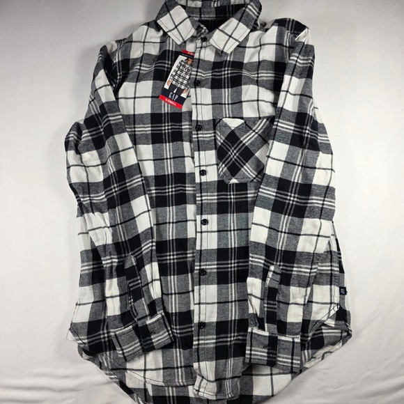 GAP Women's Relaxed Fit Flannel‎ Shirt Black White Plaid X-Small NWT - Picture 3 of 9